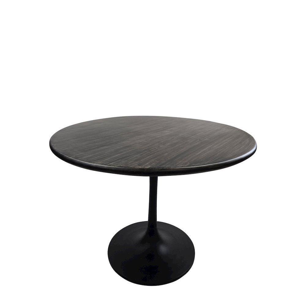 Alden Wood Top 36" Round Dining Table - Warm Black Top - Black Base. Picture 3