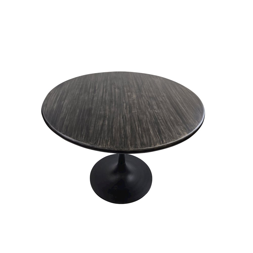 Alden Wood Top 36" Round Dining Table - Warm Black Top - Black Base. Picture 4