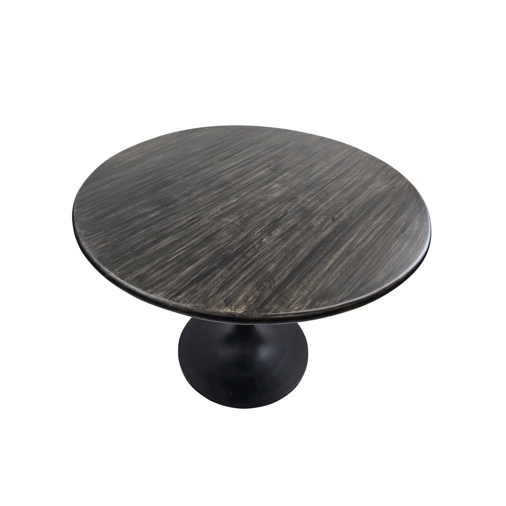 Alden Wood Top 36" Round Dining Table - Warm Black Top - Black Base. Picture 8