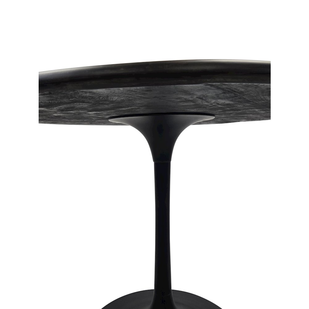 Alden Wood Top 36" Round Dining Table - Warm Black Top - Black Base. Picture 6