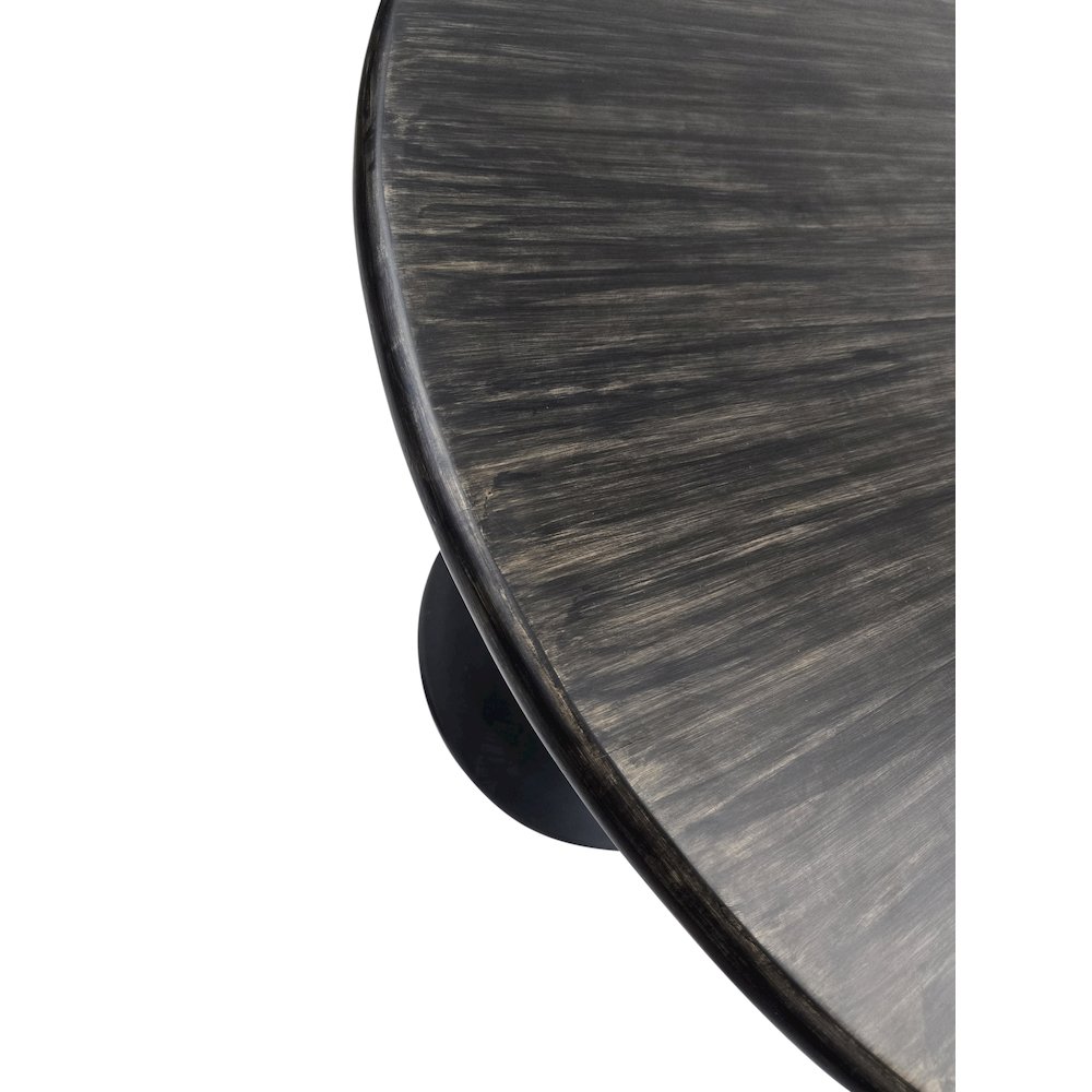 Alden Wood Top 36" Round Dining Table - Warm Black Top - Black Base. Picture 10