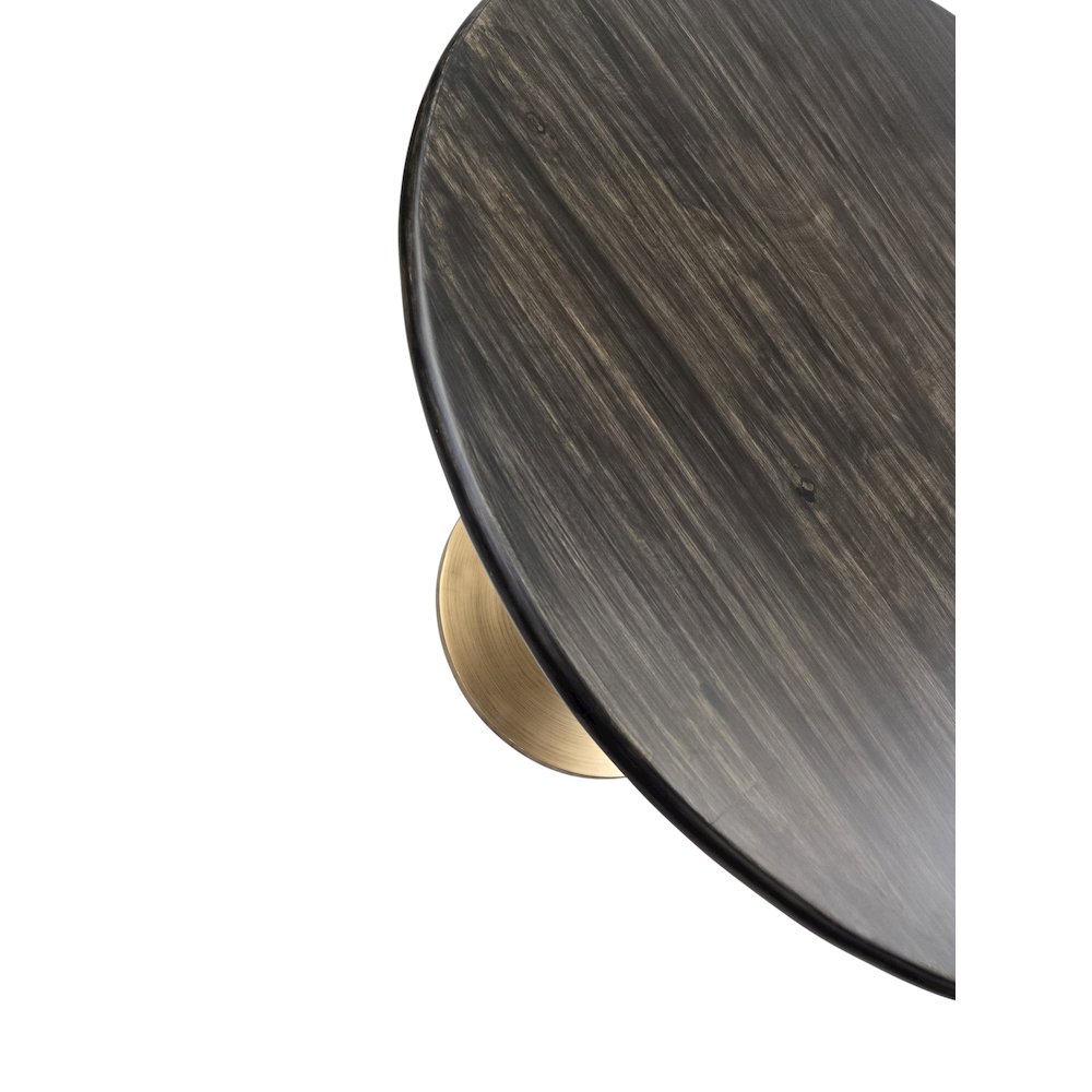 Alden Wood Top 36" Round Dining Table - Warm Black Top - Gold Base. Picture 8