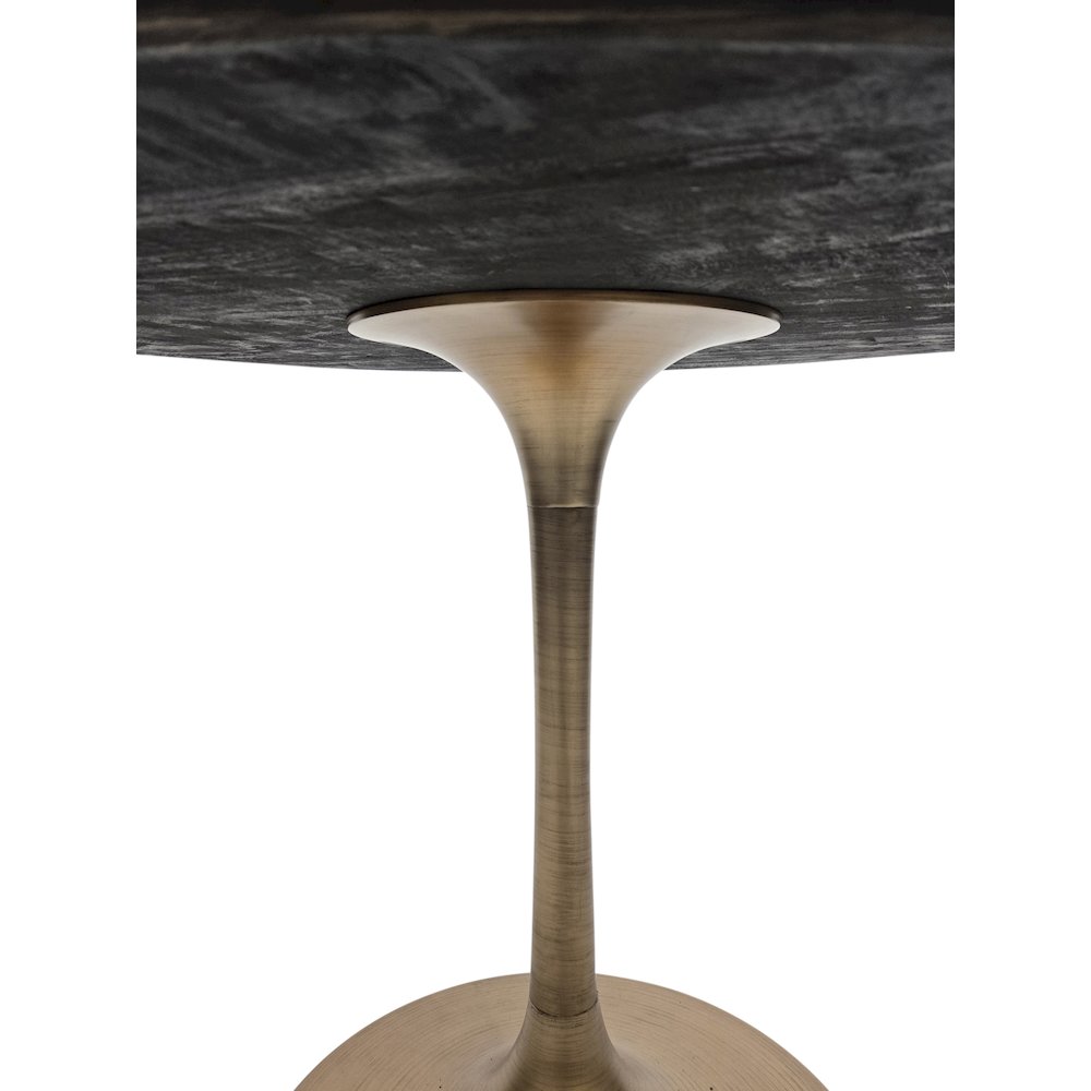 Alden Wood Top 36" Round Dining Table - Warm Black Top - Gold Base. Picture 7