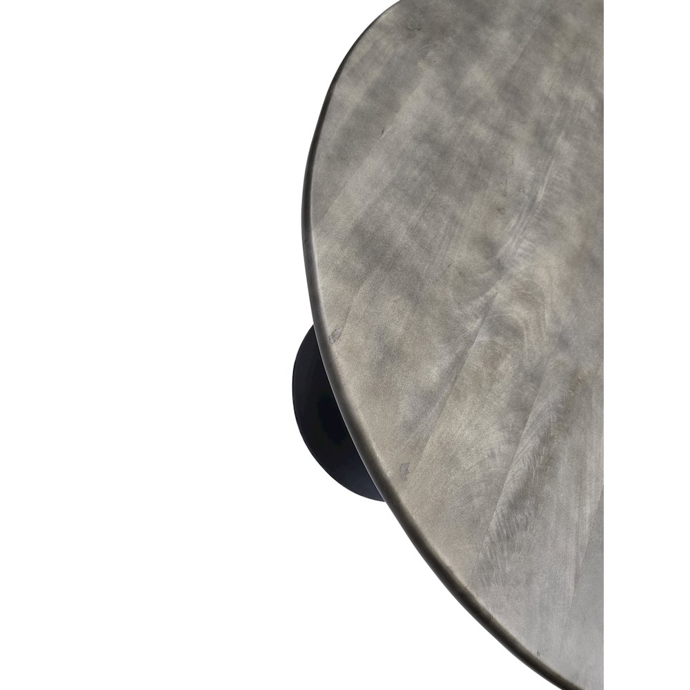 Alden Wood Top 40" Round Dining Table - Fog Gray Top - Black Base. Picture 6