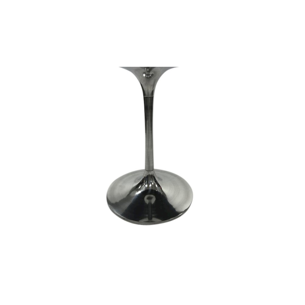 Alden Wood Top 40" Round Dining Table - Fog Gray Top - Chrome Base. Picture 3