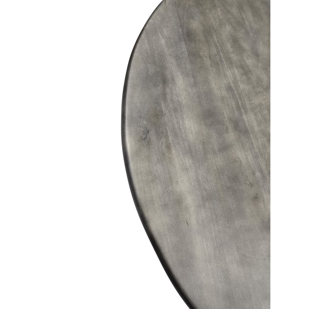 Alden Wood Top 40" Round Dining Table - Fog Gray Top - Chrome Base. Picture 4
