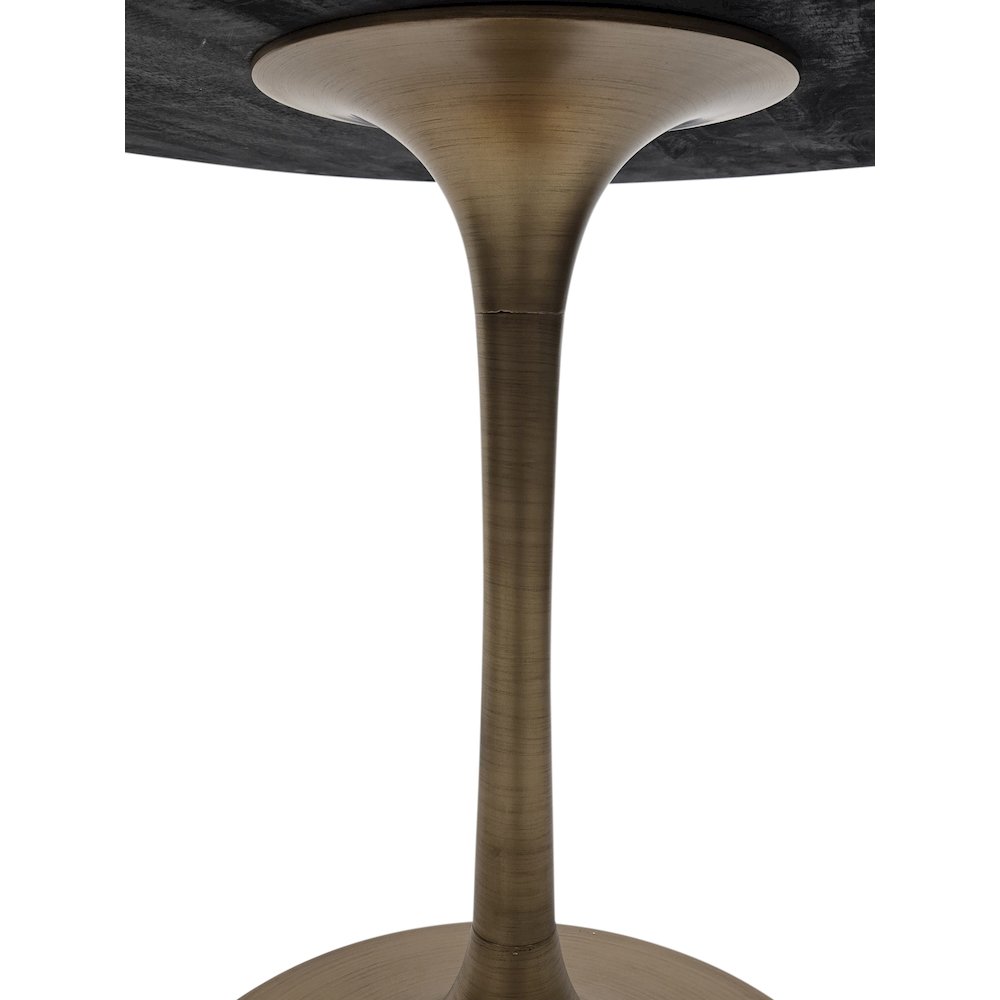 Alden Wood Top 40" Round Dining Table - Fog Gray Top - Gold Base. Picture 3