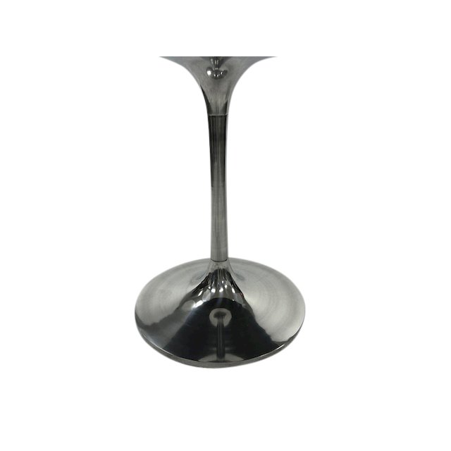 Alden Wood Top 40" Round Dining Table - Warm Black Top - Chrome Base. Picture 4