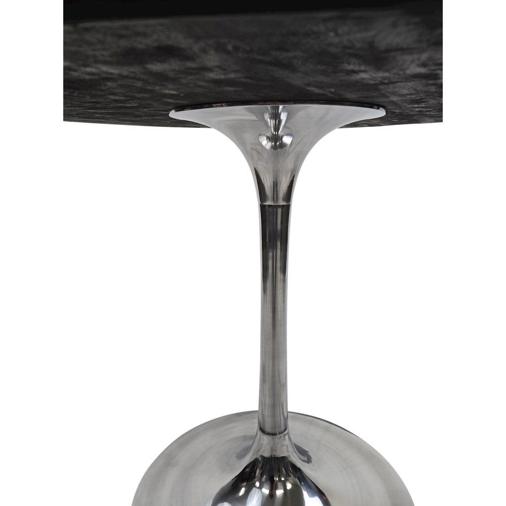 Alden Wood Top 40" Round Dining Table - Warm Black Top - Chrome Base. Picture 5