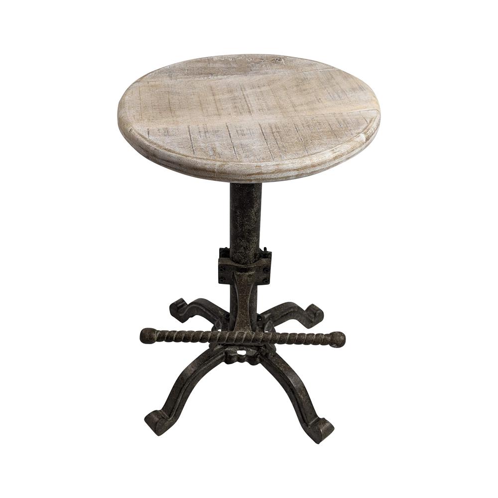 Justin Adjustable Barstool - Natural Driftwood Seat - Aged Iron Base. Picture 4