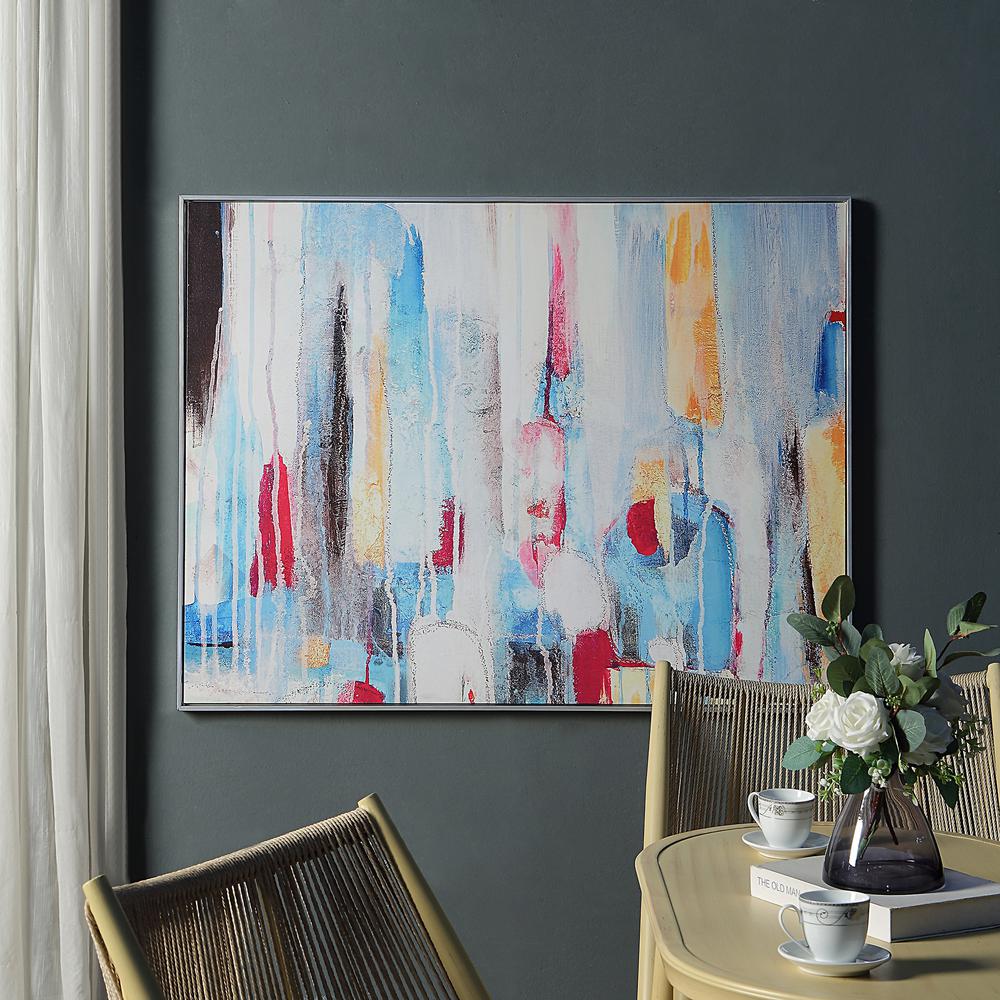 Rainy Forest Abstract Wall Art - Large - Multicolor - Silver Frame. Picture 3