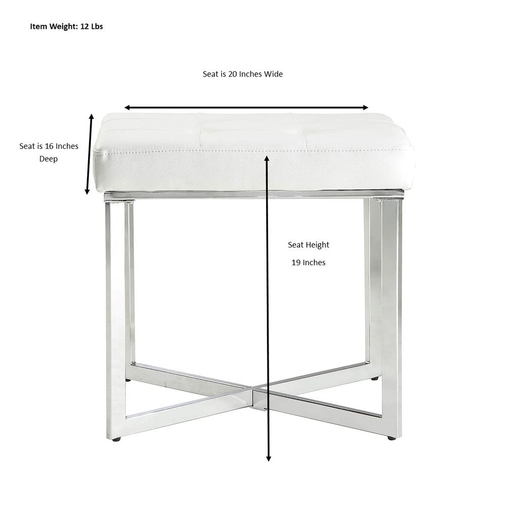 Summer Vanity Bench - White/Chrome. Picture 7