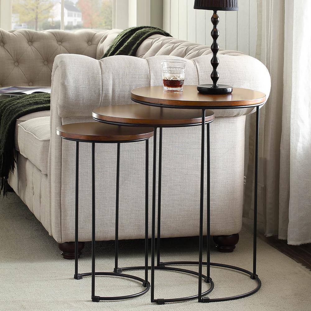 Mackintosh Round Nesting Tables - Chestnut/Black. Picture 7