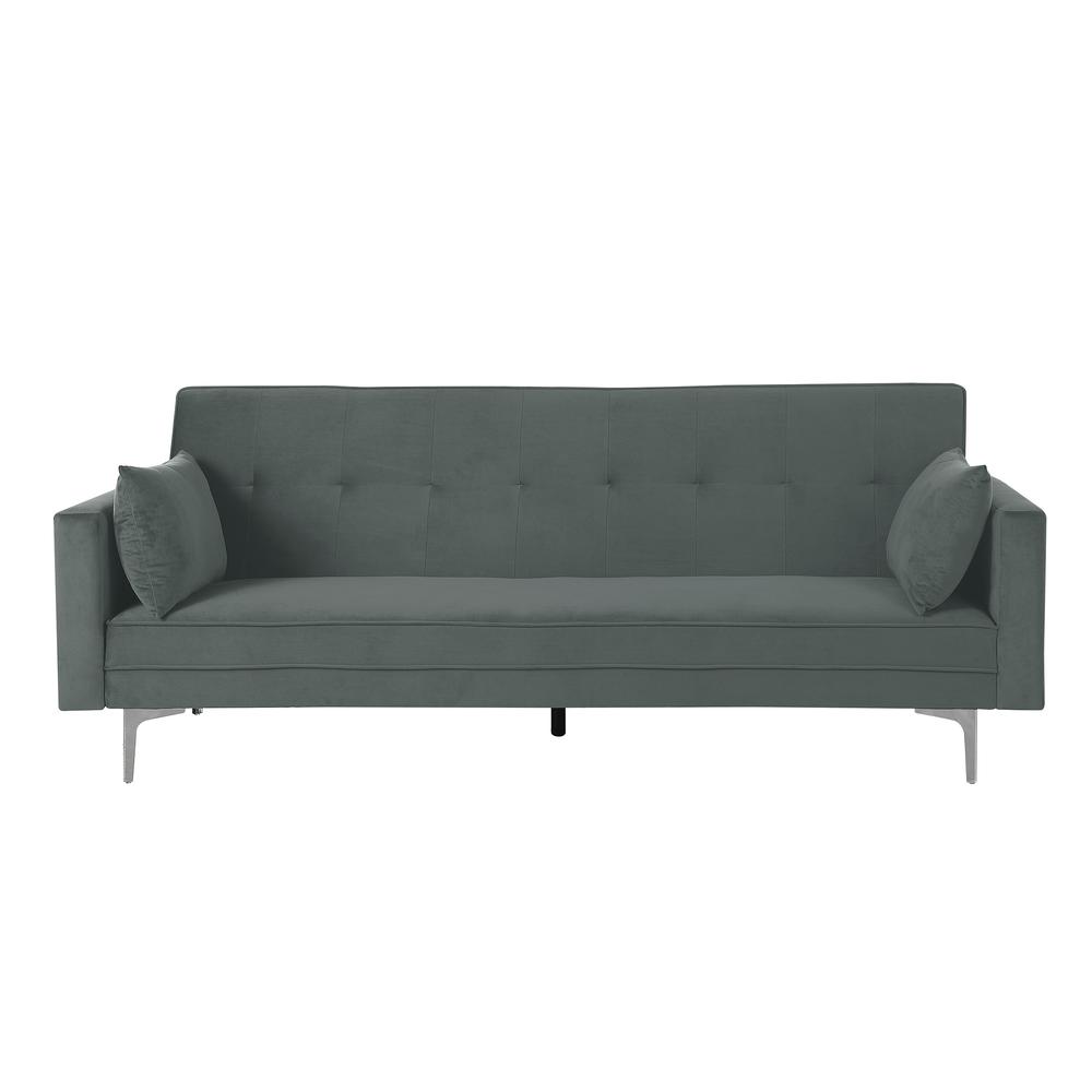 Siena Velvet Convertible Sleeper Sofa - Gray. Picture 1