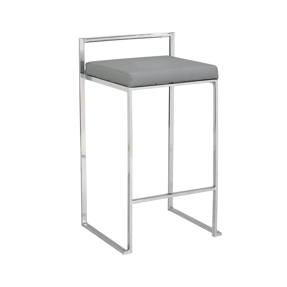 Lucien 25.25" Upholstered Counter Stool - Grey - Grey Upholstery. Picture 1