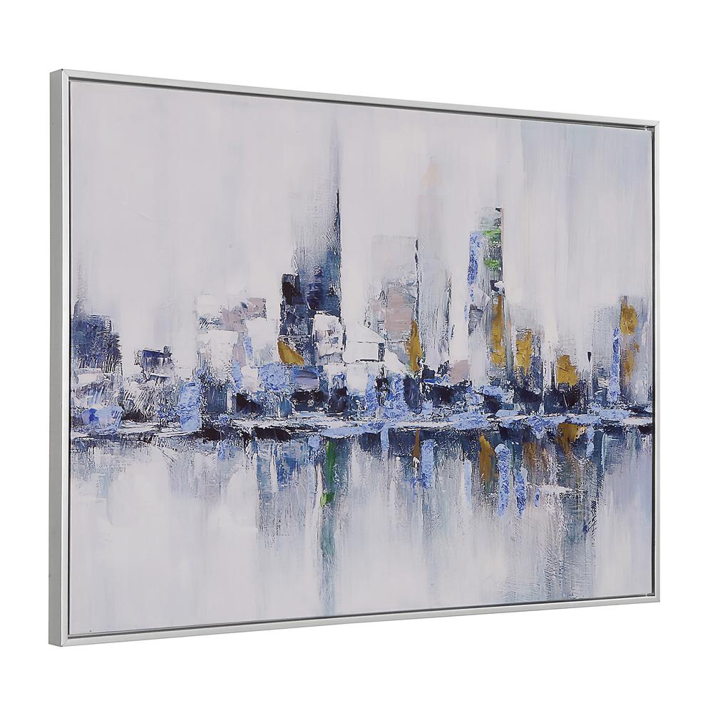 Cityscape Abstract Wall Art - Silver Frame - Small. Picture 1