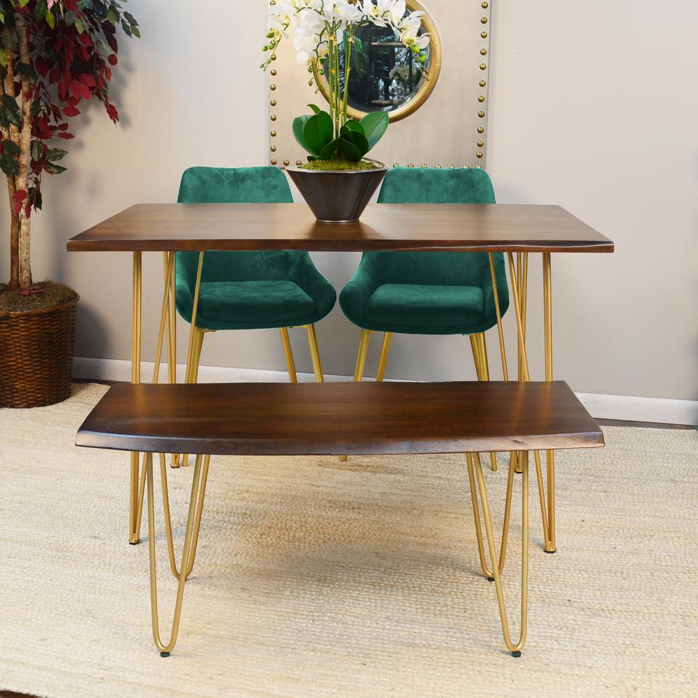 Seti Live Edge Coffee Table/Bench - Elm Top - Gold Base. Picture 7