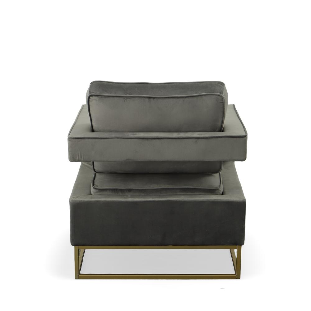 Adadon Velvet Upholstered Armchair - Gray. Picture 3