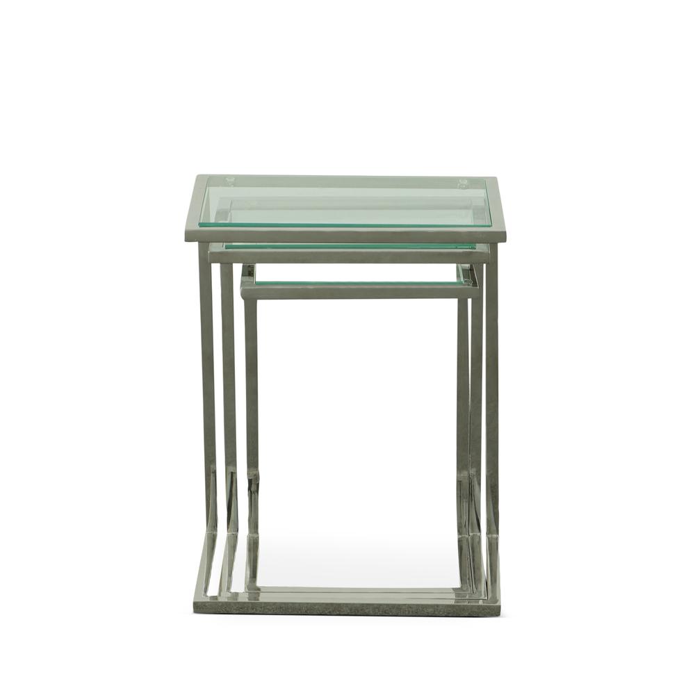 Addison Nesting Table Set - Glass Top - Chrome Base. Picture 4