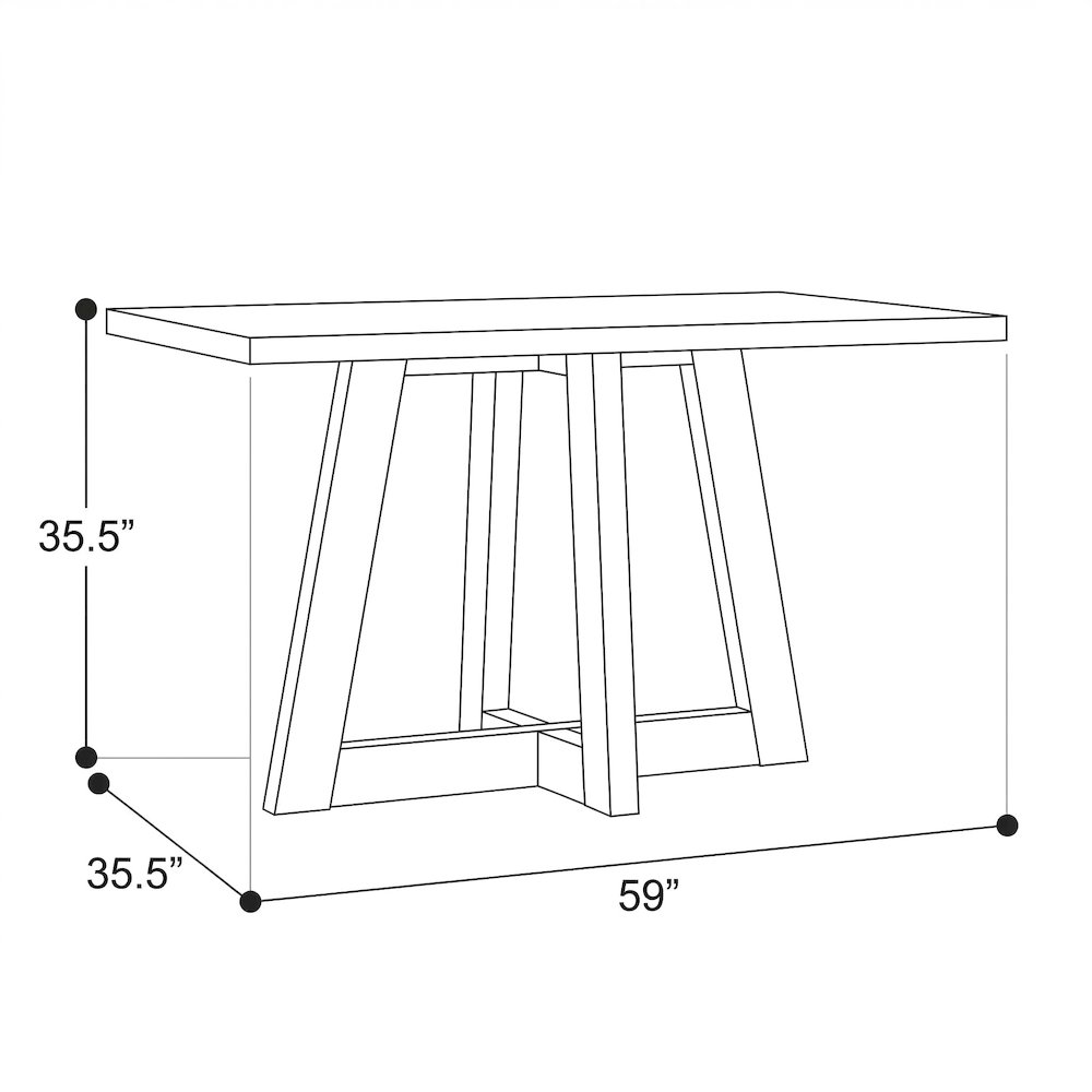 Rectangular Grey Concrete Top Bar Table With Brushed Acacia Base 59X35.5X35.5. Picture 5