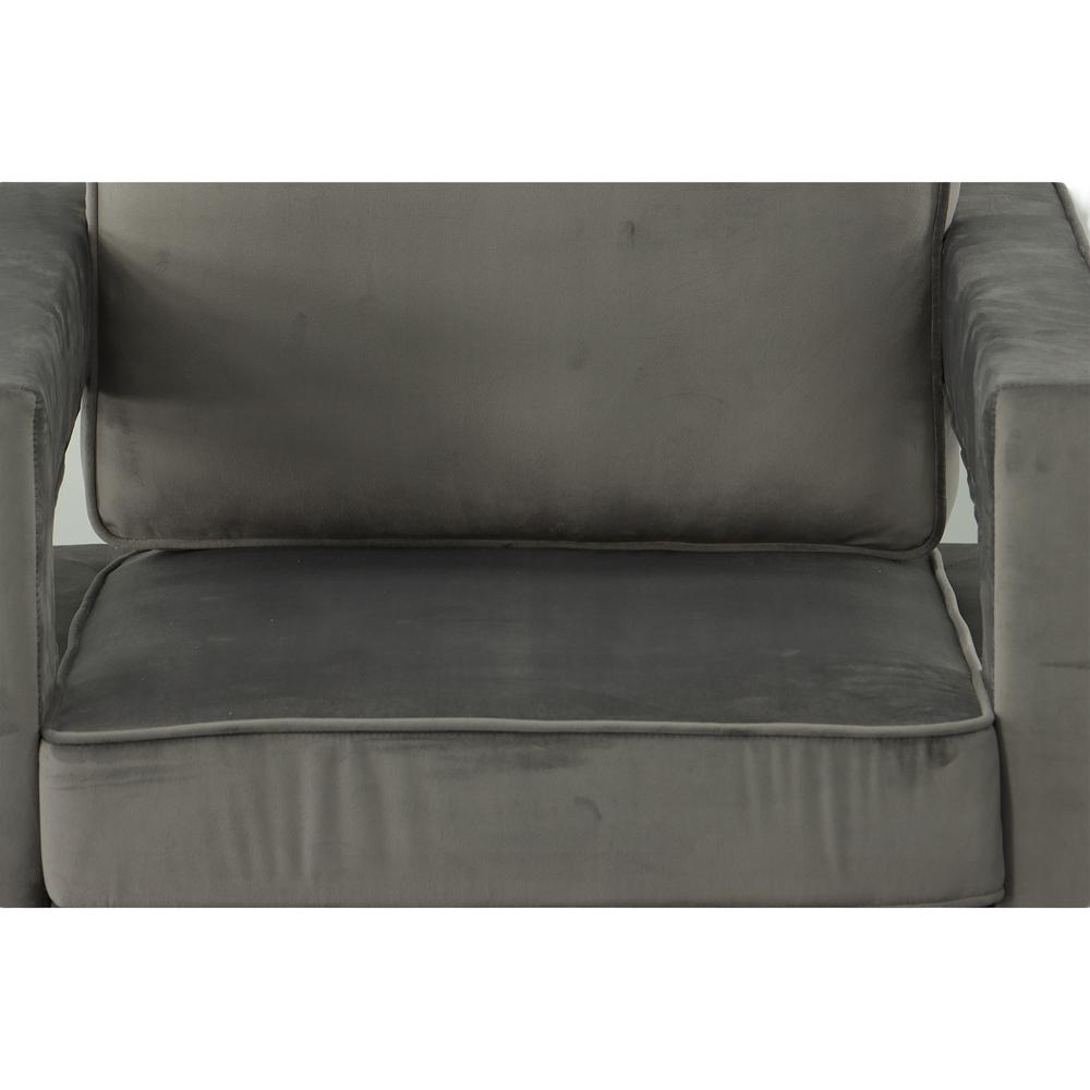 Adadon Velvet Upholstered Armchair - Gray. Picture 6