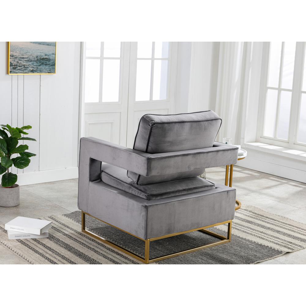 Adadon Velvet Upholstered Armchair - Gray. Picture 10