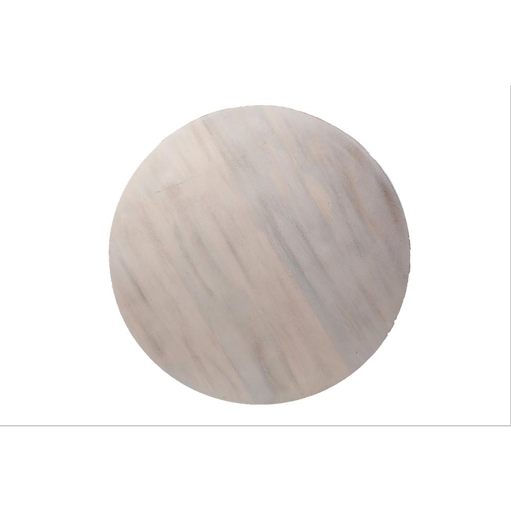Krissa 30" Round Mango Wood Coffee Table - Whitewash. Picture 2