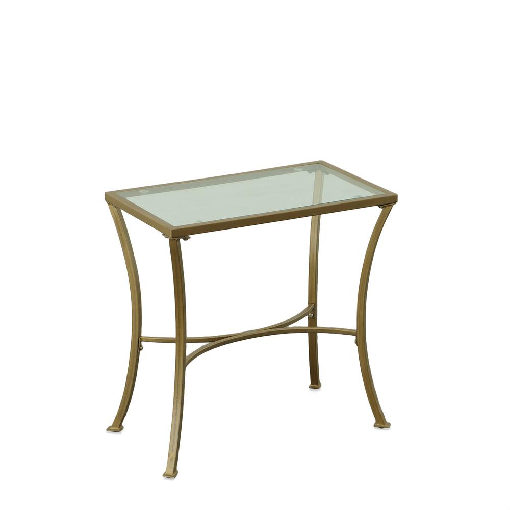 Palin Glass Top Accent Table - Antique Gold. Picture 1