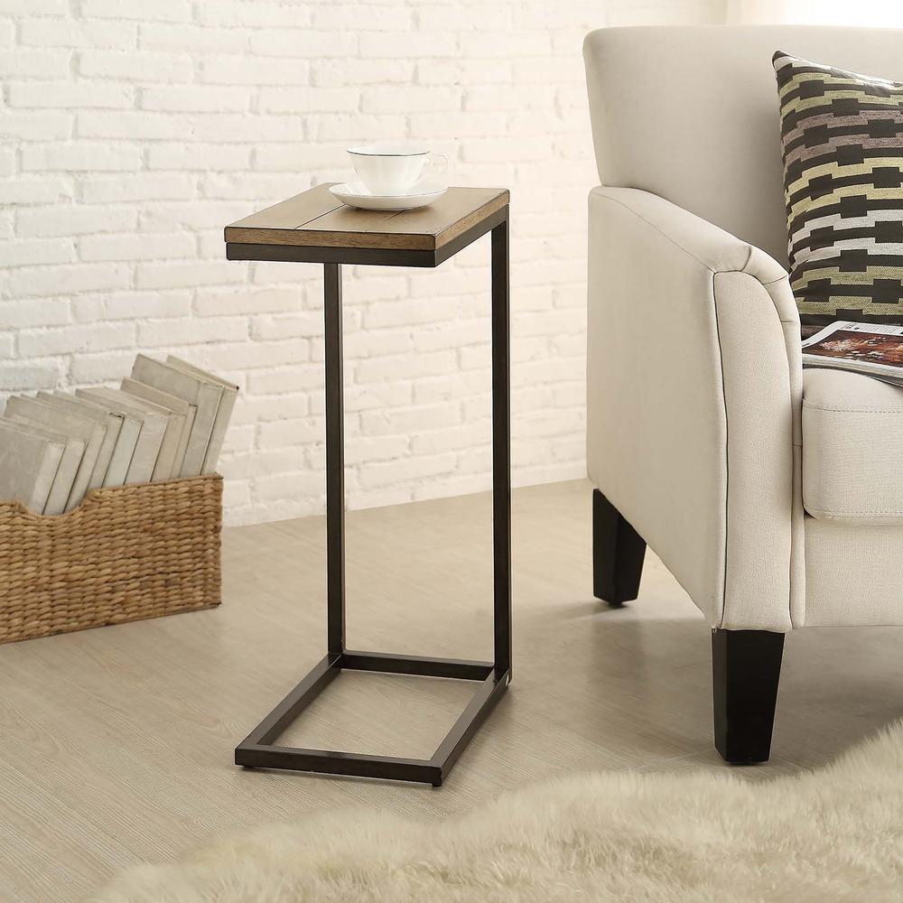Aggie C-Form Accent Table - Harvest Oak Top - Aged Iron Base. Picture 6