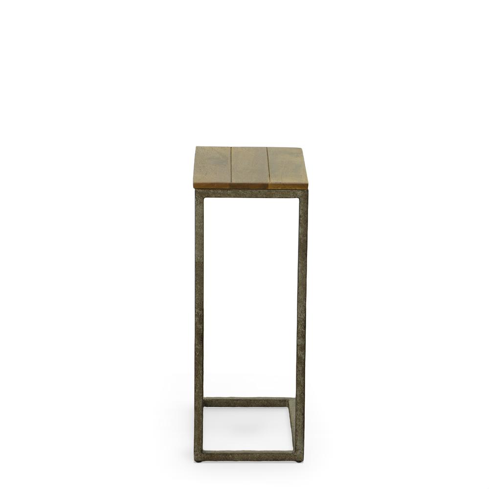 Aggie C-Form Accent Table - Harvest Oak Top - Aged Iron Base. Picture 3
