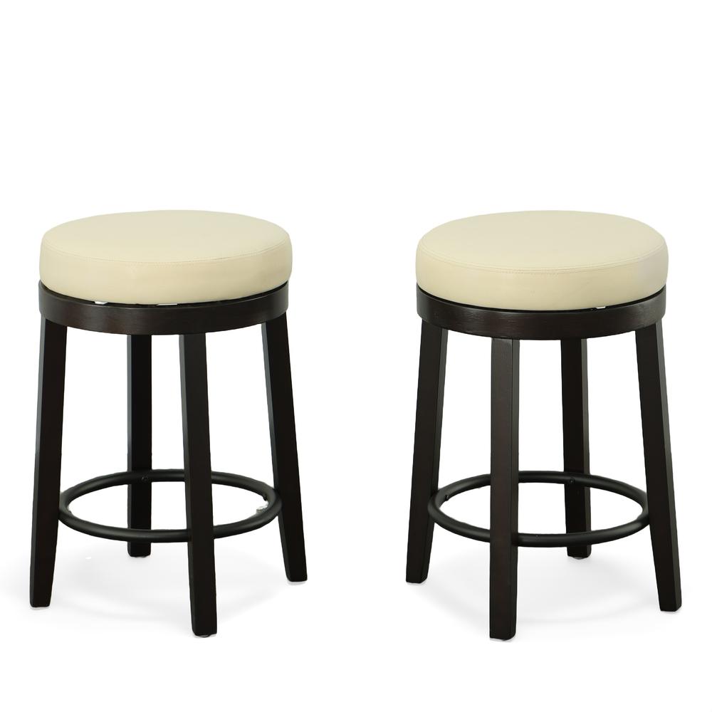 Era Swivel 24" Counter Stool - Set of 2 - Cream/Espresso. Picture 2