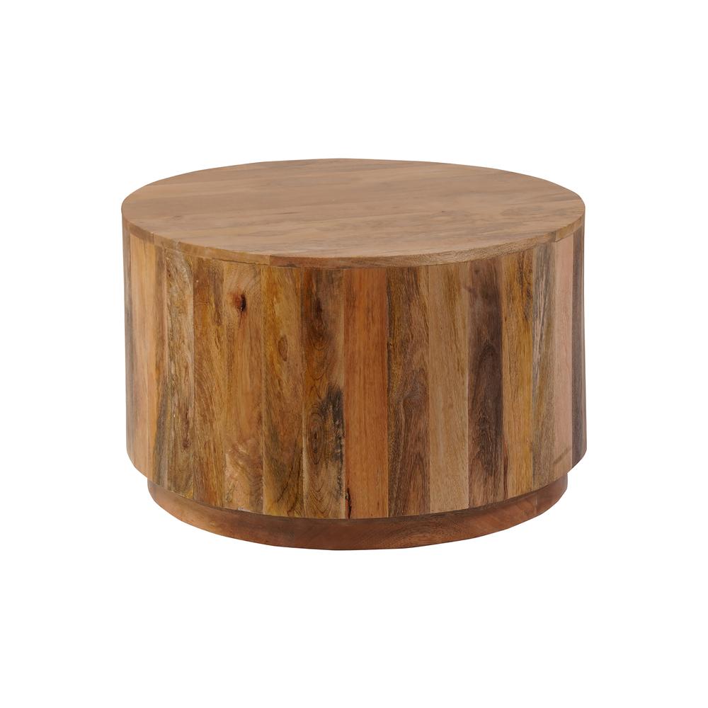 Krissa 30" Round Mango Wood Coffee Table - Natural. Picture 1