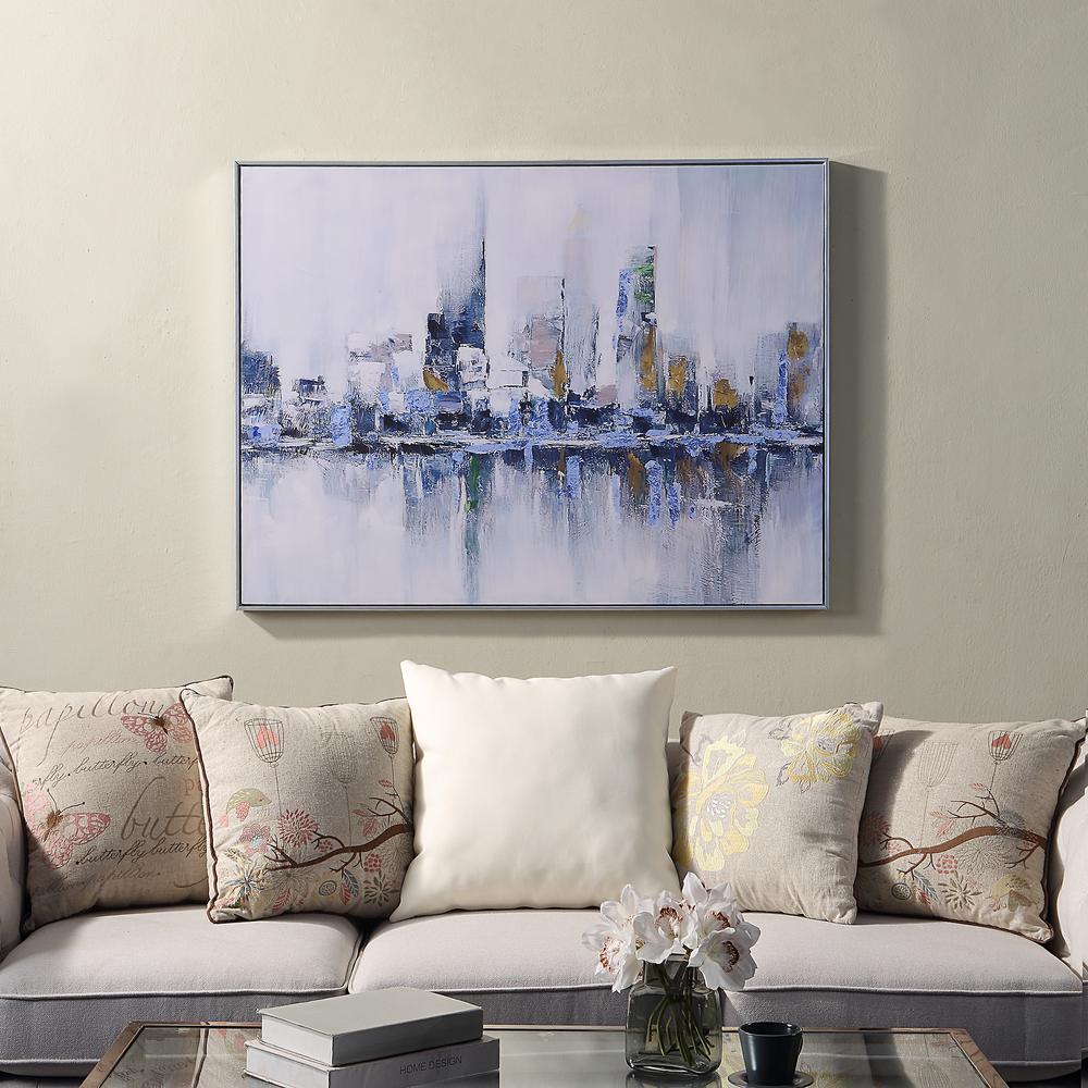 Cityscape Abstract Wall Art - Silver Frame - Large. Picture 3