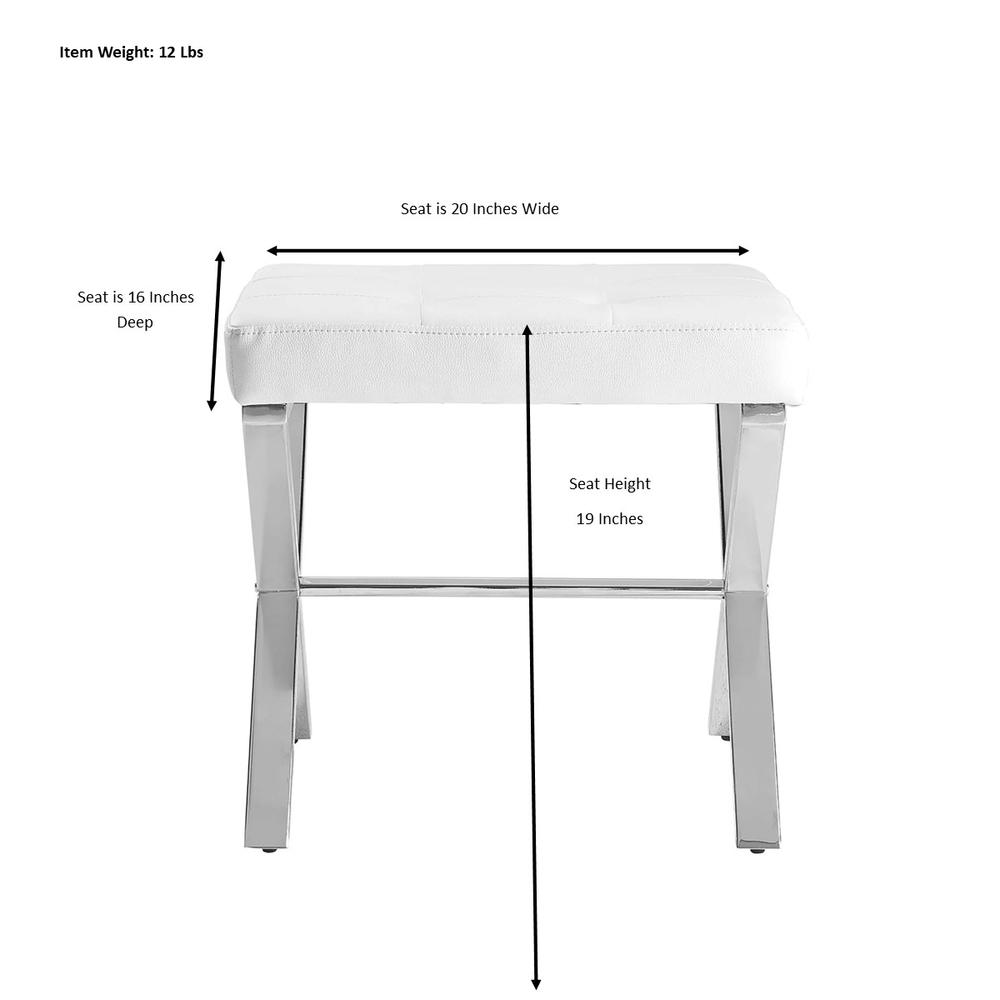 Elisabetta Vanity Bench - White/Chrome. Picture 7