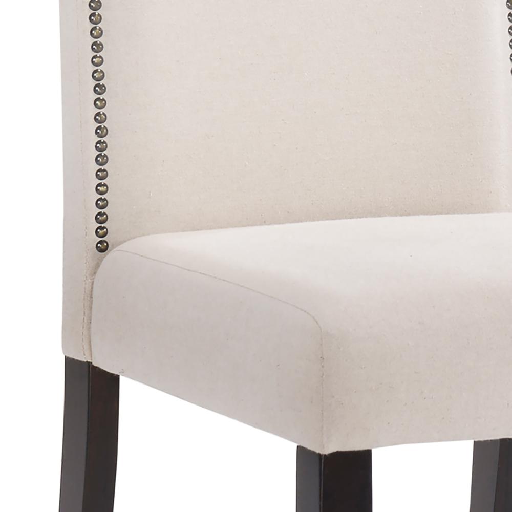 Romero Parson Chair - Espresso - Linen Upholstery. Picture 4