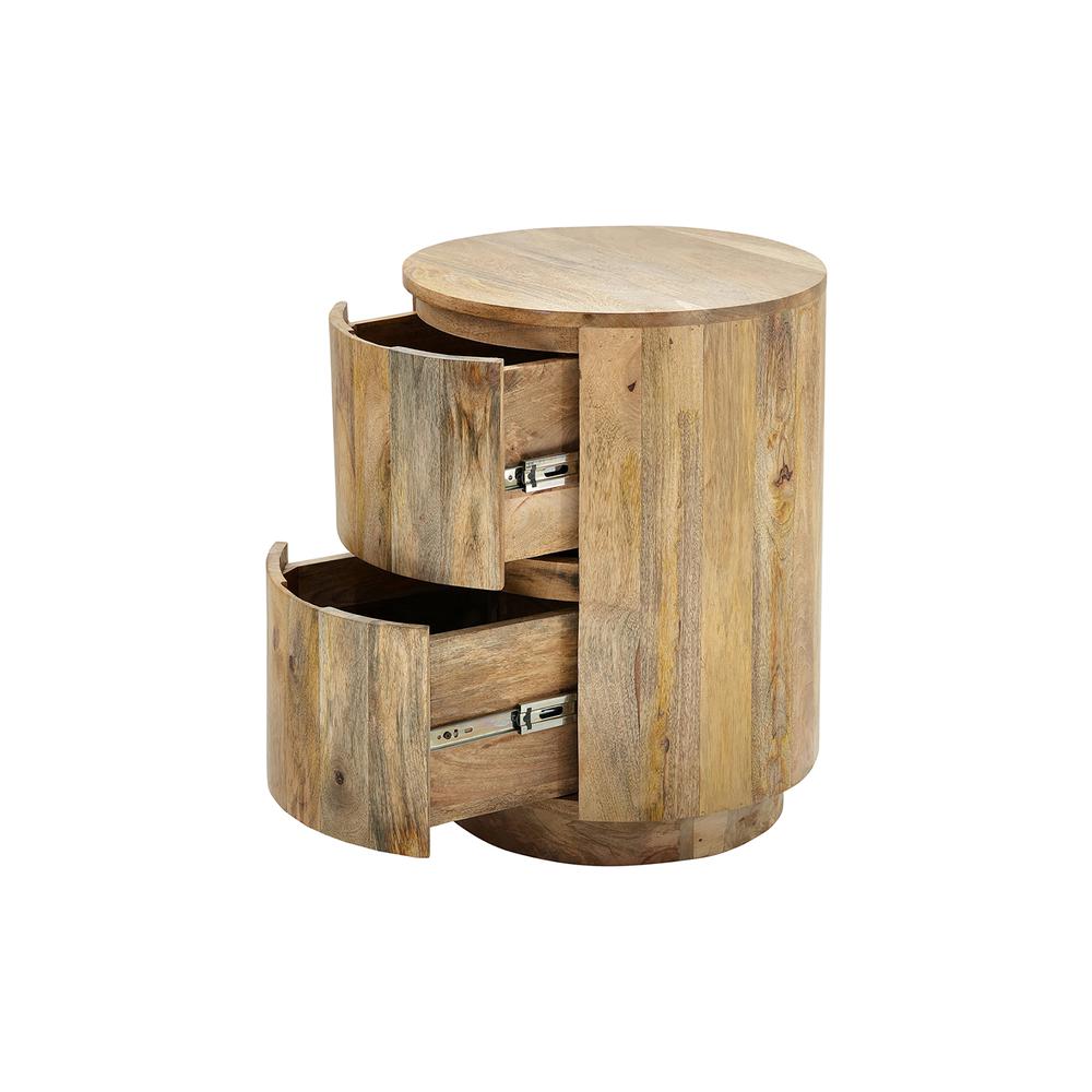 Kingston 2-Drawer 18" Round Nightstand - Natural. Picture 1