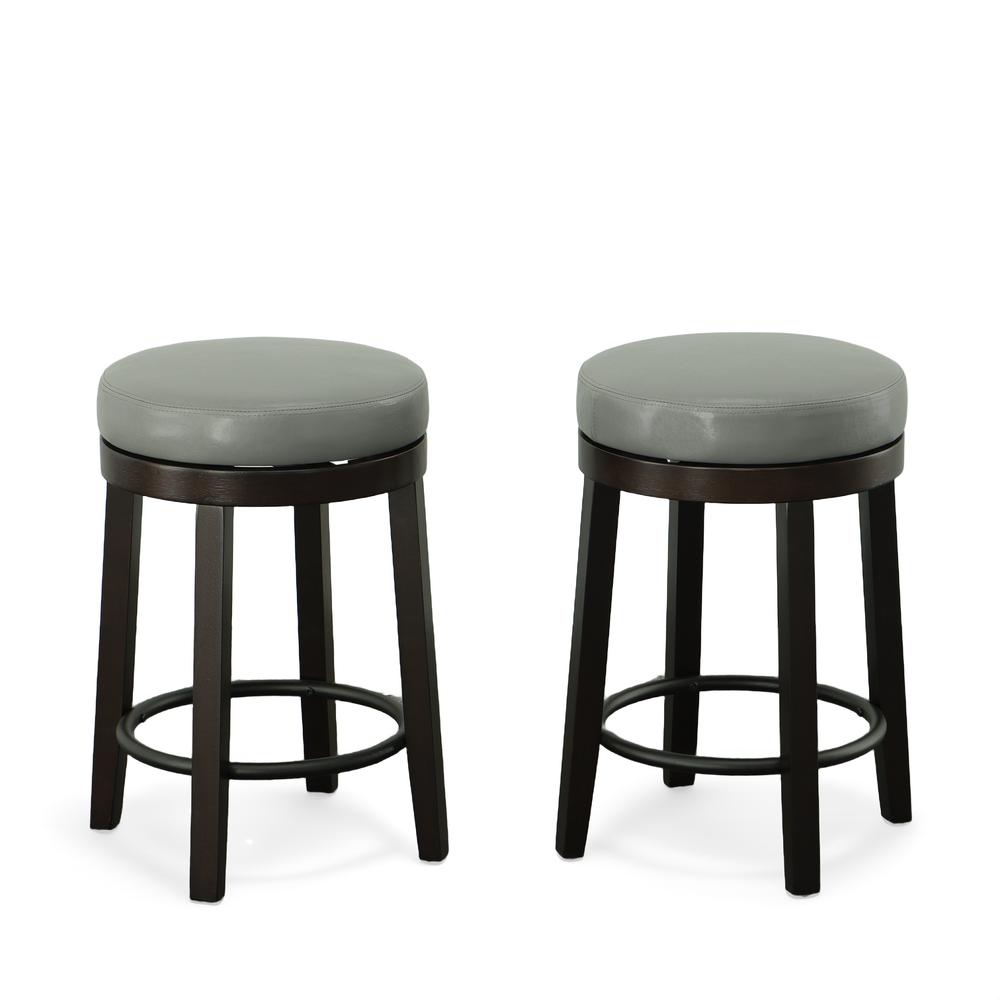 Era Swivel 24" Counter Stool - Set of 2 - Gray/Espresso. Picture 2