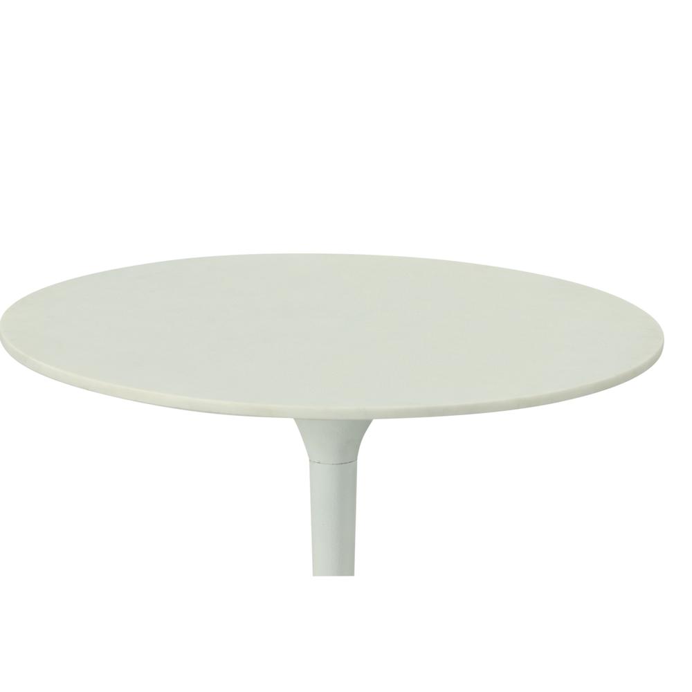 Enzo 30" Round Marble Top Dining Table - White Top - White Base. Picture 2