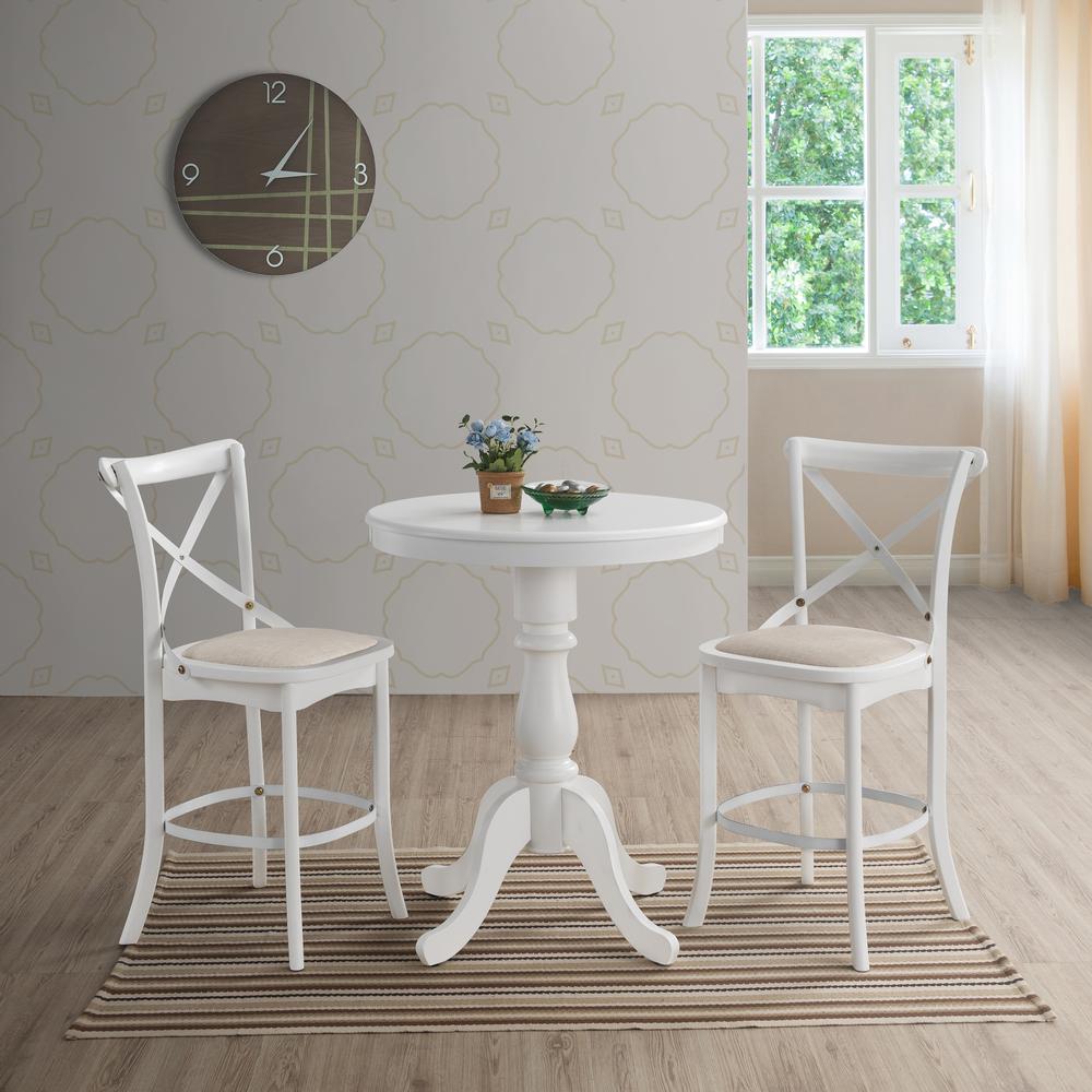 Fairview 36" Round Pedestal Bar Table - White. Picture 4