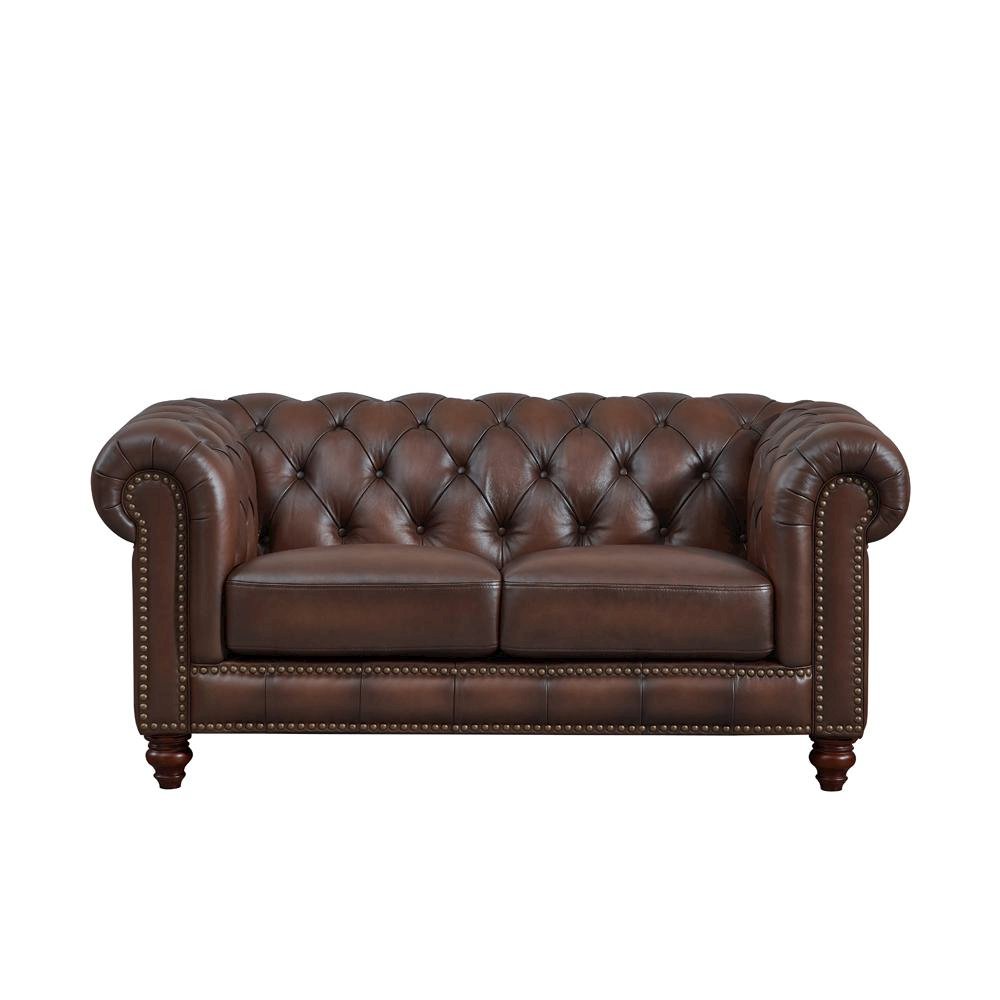 Alton Bay Leather Loveseat. Picture 1