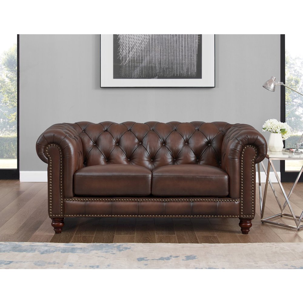 Alton Bay Leather Loveseat. Picture 2