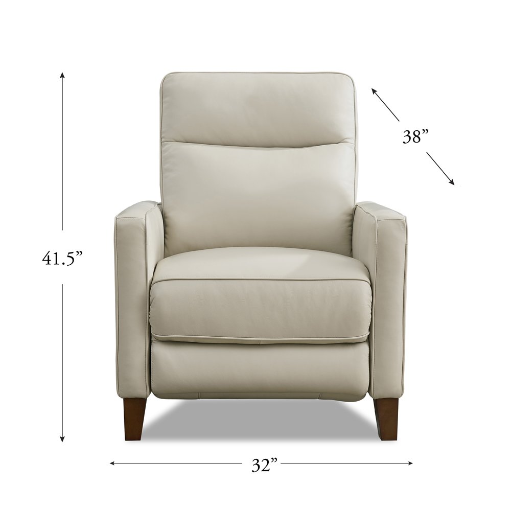 Ashby Zero Gravity Leather Recliner in Vanilla Color. Picture 2