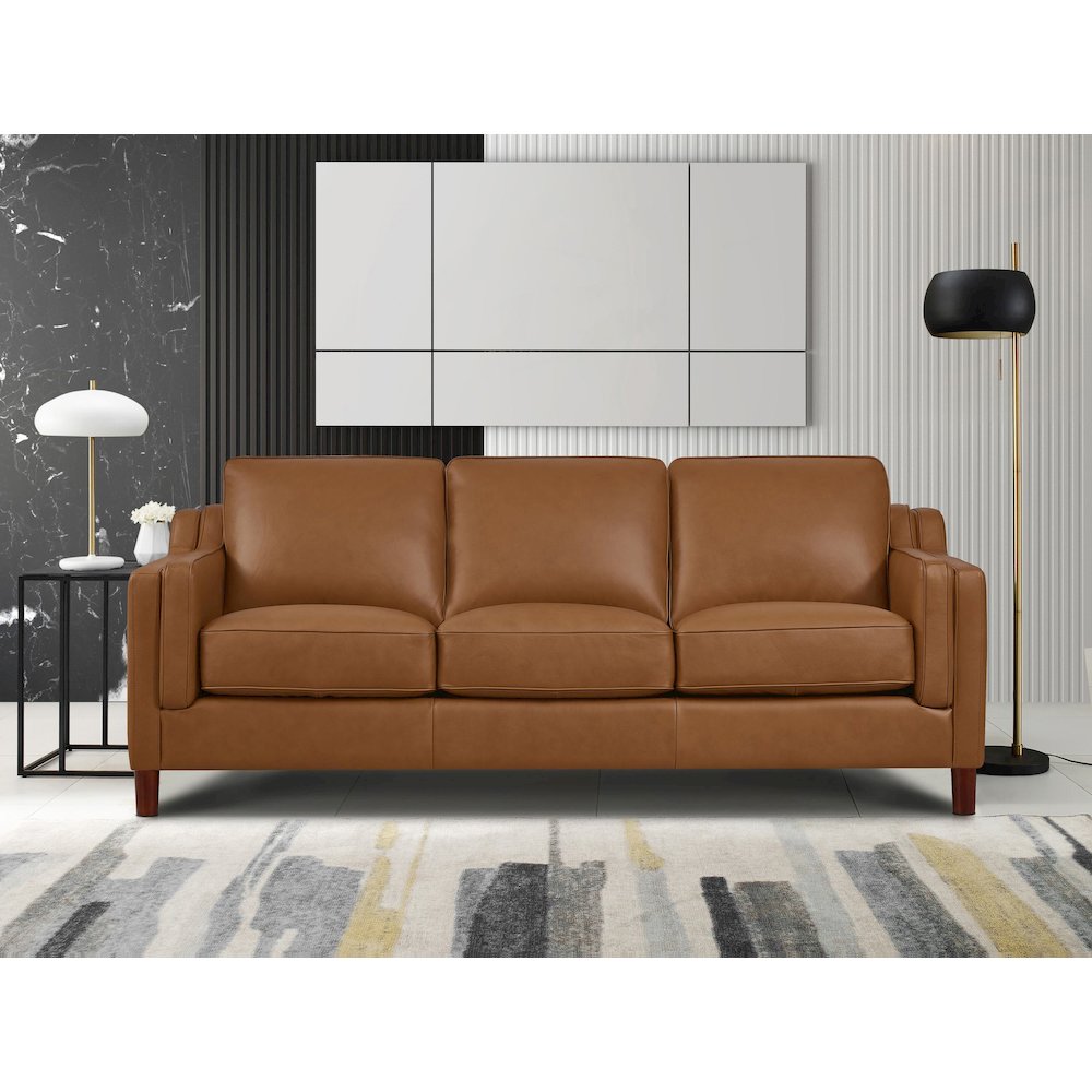 Bella Leather Sofa in Cognac Color. Picture 3