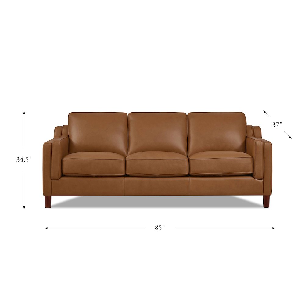 Bella Leather Sofa in Cognac Color. Picture 5