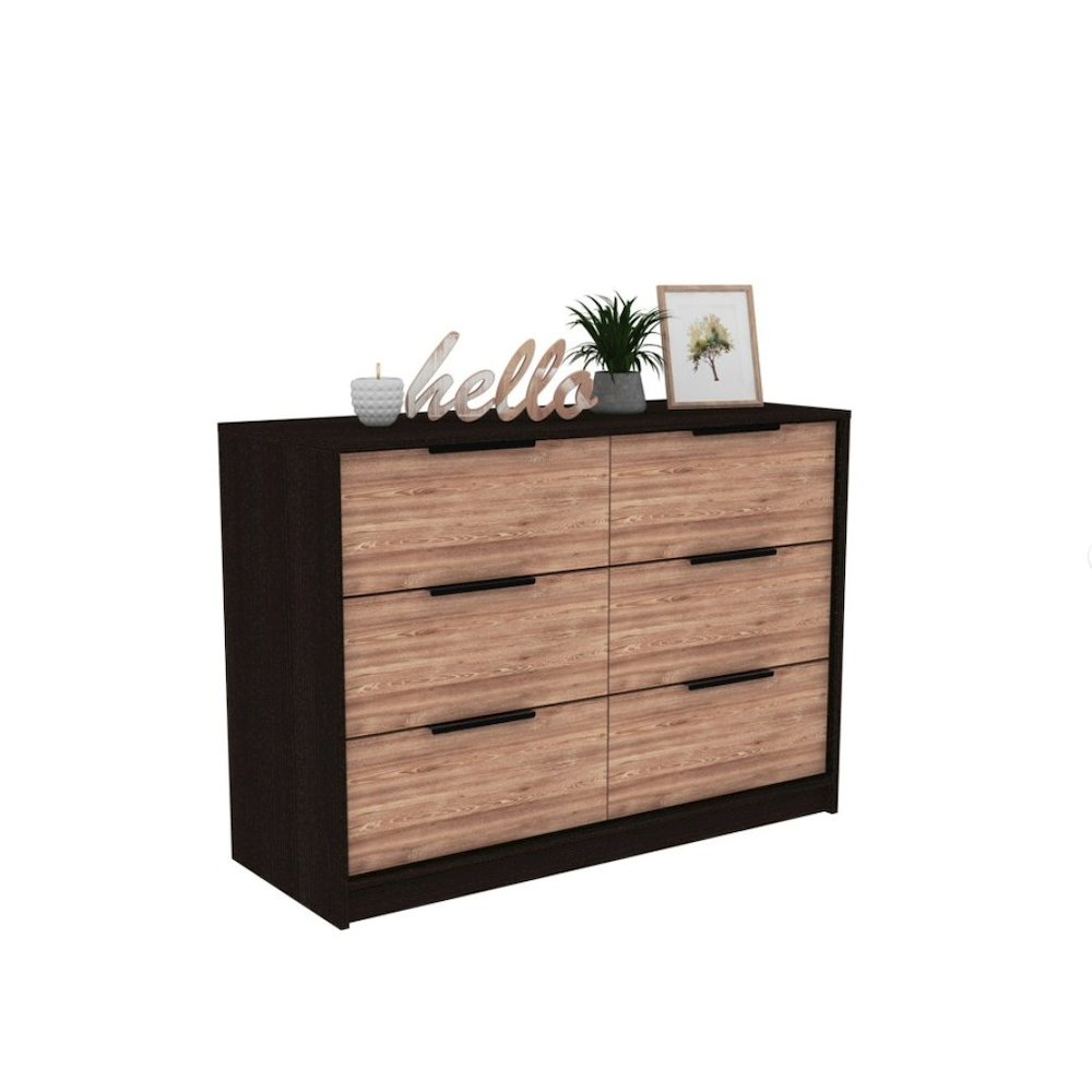 Kaia Four Drawer Double Dresser Black / Pine MDF. Picture 2