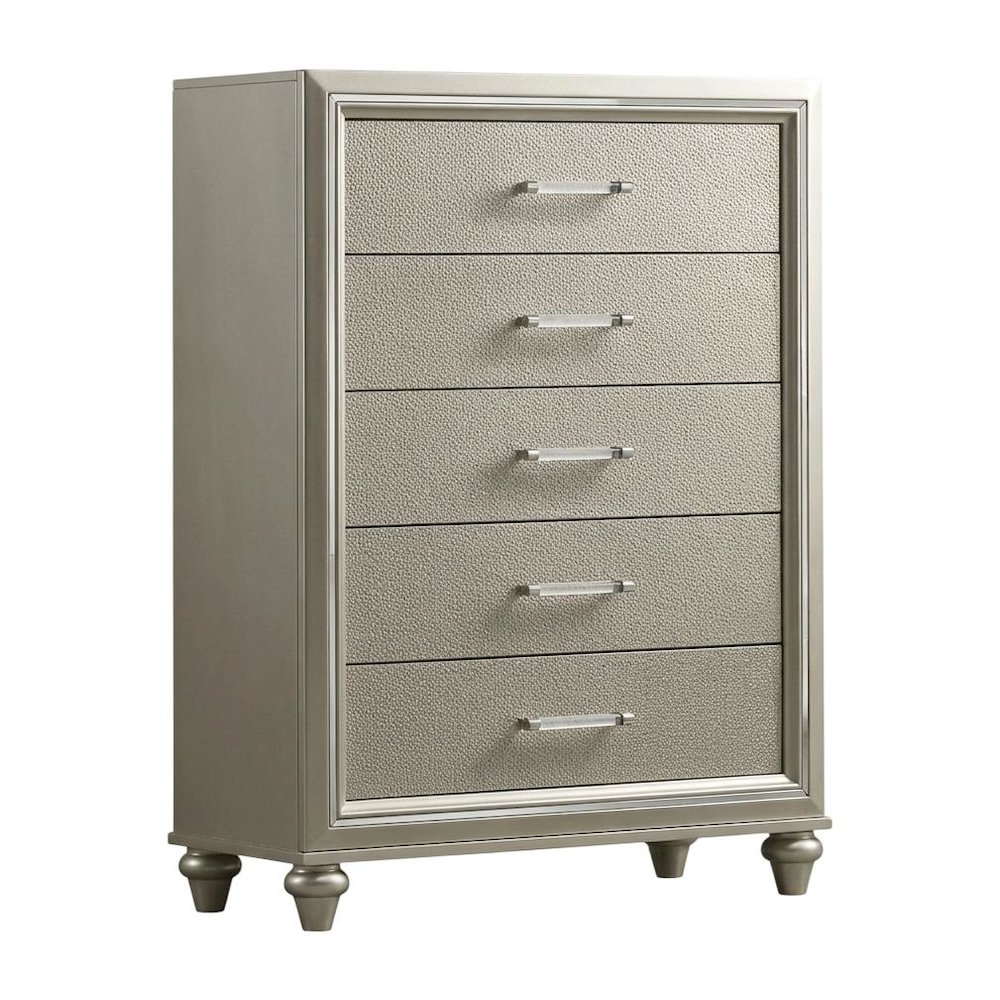 Lumina Wood 5-Drawer Chest in Silver. Picture 1