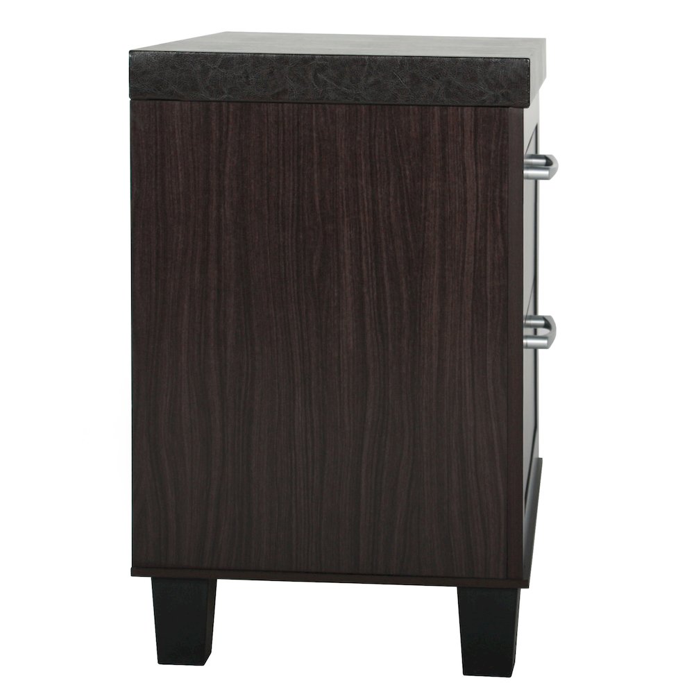 Better Home Products Elegant Mid Century Modern 2 Drawer Nightstand in Tobacco. Picture 4