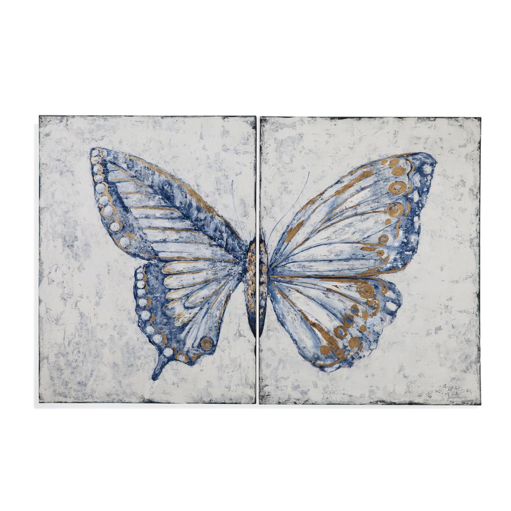 Blue Butterfly Canvas Art Set of 2. Picture 1