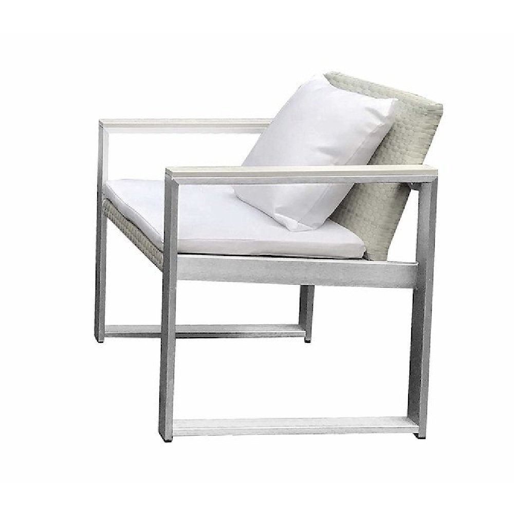 Chester Chair, Brushed White In Aluminum, Rattan. Picture 2