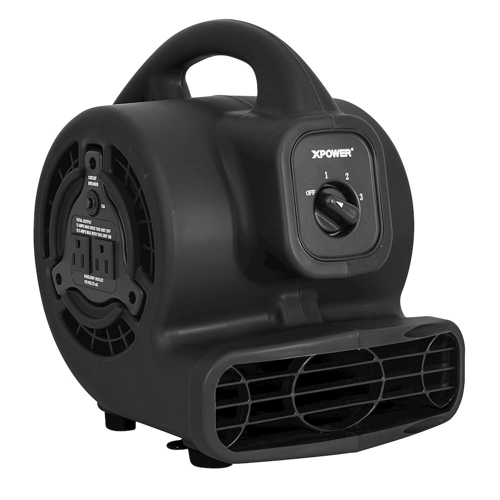 P-80A 600 CFM Multi-Purpose Mini Air Mover, Utility Fan, Dryer, Blower - Black. Picture 3